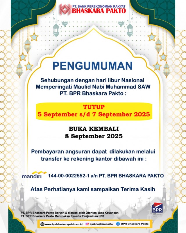 PENGUMUMAN LIBUR MAULID NABI MUHAMMAD SAW 2025
